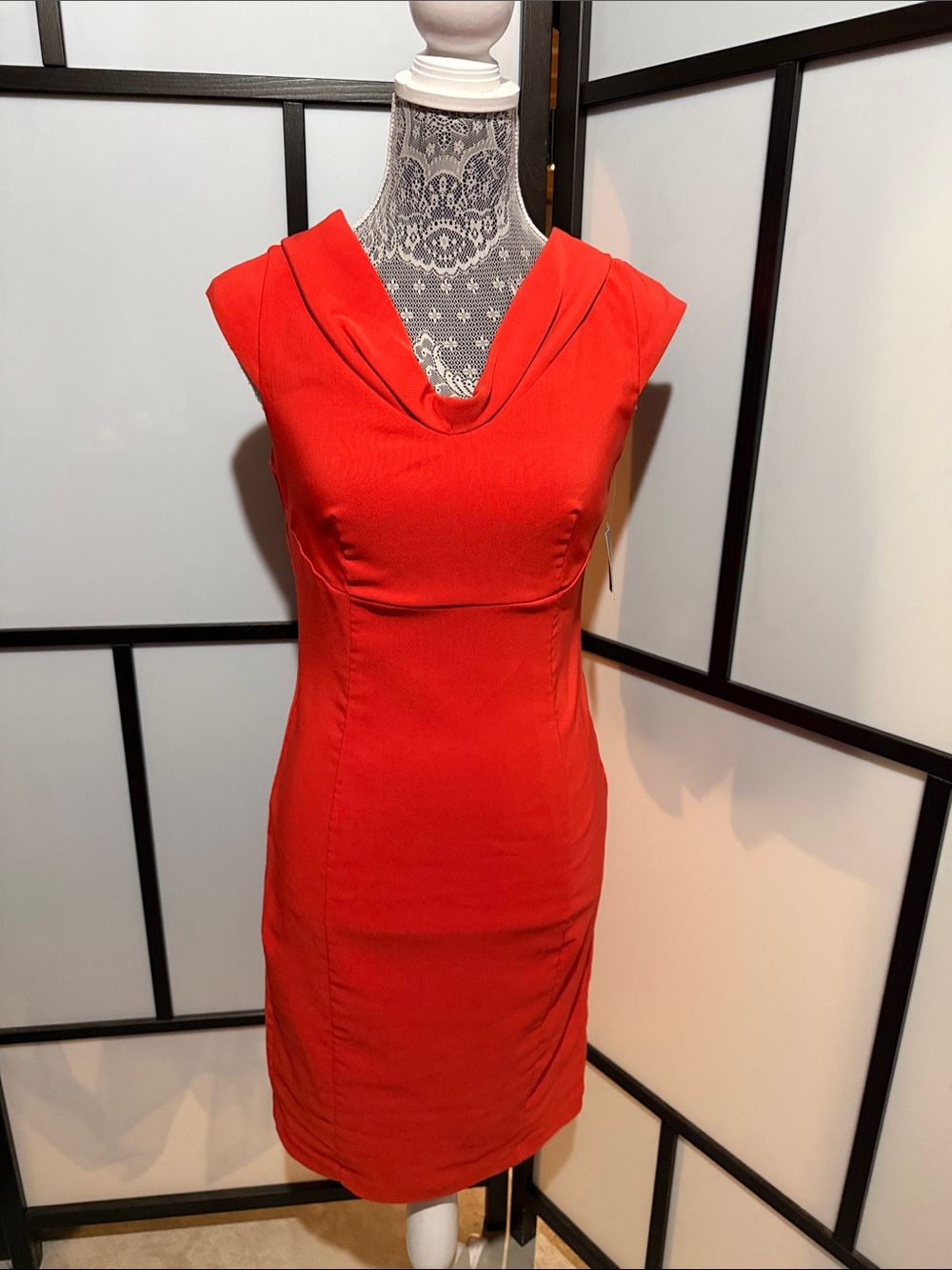 Just...Taylor Red Cowl-Neck Midi Dress